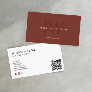 Modern Professionell Terracotta QR Code Monogram Visitkort