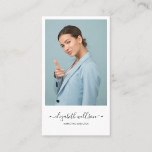 Modern Professionell Trendig Script Lodrät Photo Visitkort