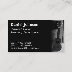 Modern, professionell ukulele- och gitarrlärare visitkort