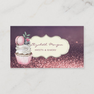 Modern Proffs,Glitter Bokeh,Cupcake Macaron Visitkort
