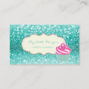 Modern Proffs,Glitter Bokeh,Cupcake Visitkort