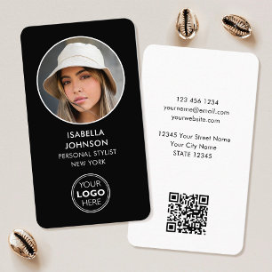 Modern profilfotosättare QR Logotyp Black White Visitkort