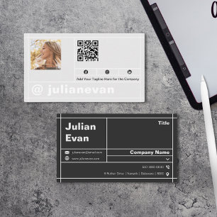 Modern profilfotosvartvitt QR-kod Visitkort