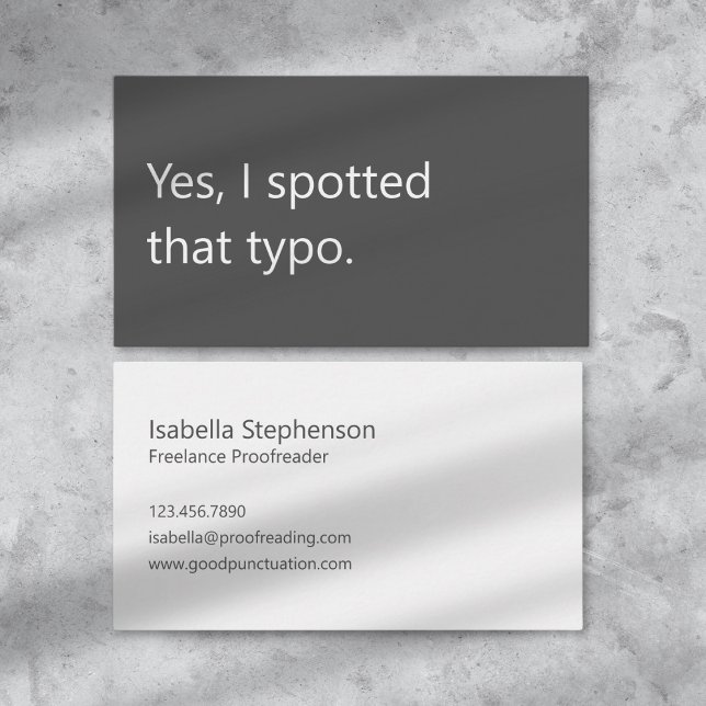 Modern Proofreader Freelance Grey White Minimalist Visitkort (Skapare uppladdad)