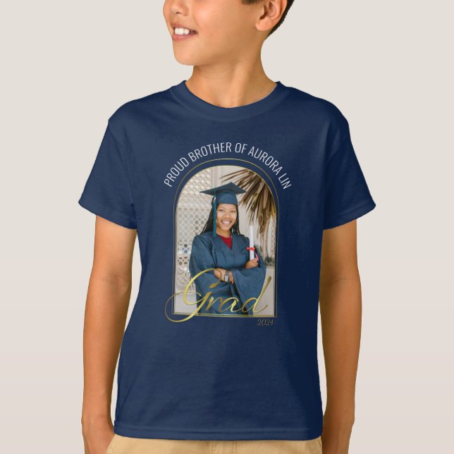 Modern Proud Brother of Grad Anpassningsbar Photo  T Shirt (Framsida)