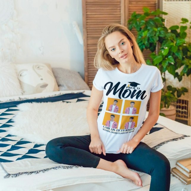 Modern Proud Mamma 4 Photo Studenten,Grad, Student T Shirt (Skapare uppladdad)