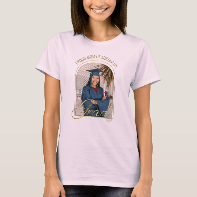 Modern Proud Mamma i Grad Anpassningsbar Photo Ros T Shirt (Framsida)