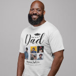 Modern Proud Pappa | 5 Photo Studenten T-Shirt<br><div class="desc">Skapa en egen Pappa studenten T-shirt med fem foto av din son eller dotter, text med texten "PROUD PAPPA", 5 bilder, din barn namn, skolan eller kollaget och klassen XXXX. Du kan enkelt ändra personlig och teckensnittet stilar, storlekt och färg genom att klicka på den nya länken efter att du...</div>