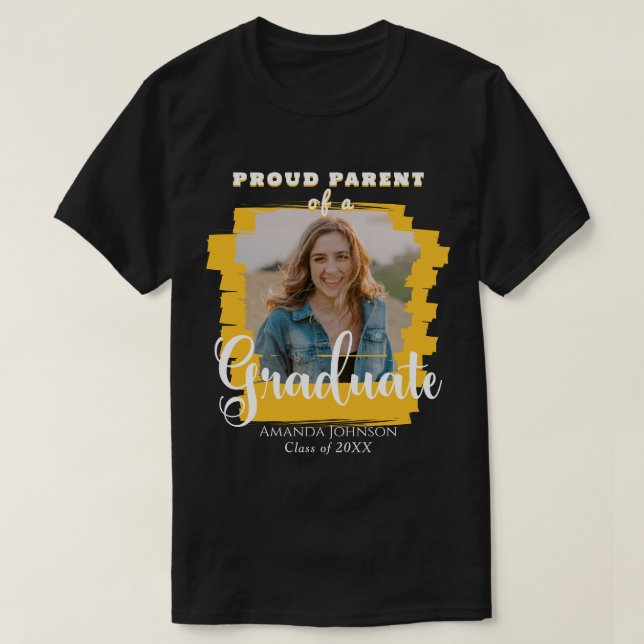 Modern Proud Parent Student Photo Gult T Shirt (Design framsida)