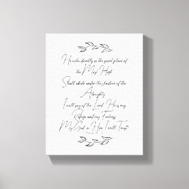 Modern Psalm 91 Svart och Vita Blad Kristna Canvastryck