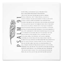 Modern Psalm 91 Svart och Vitt Fjäder Bibel Skylt