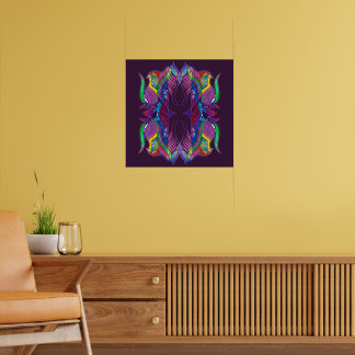 Modern psychedelic mandala poster