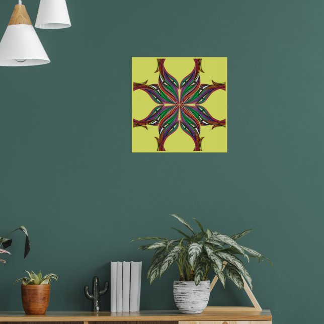 Modern psychedelic mandala poster (Vardagsrum 1)