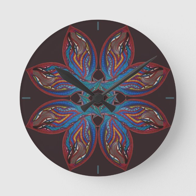 Modern psychedelic mandala rund klocka (Framsida)