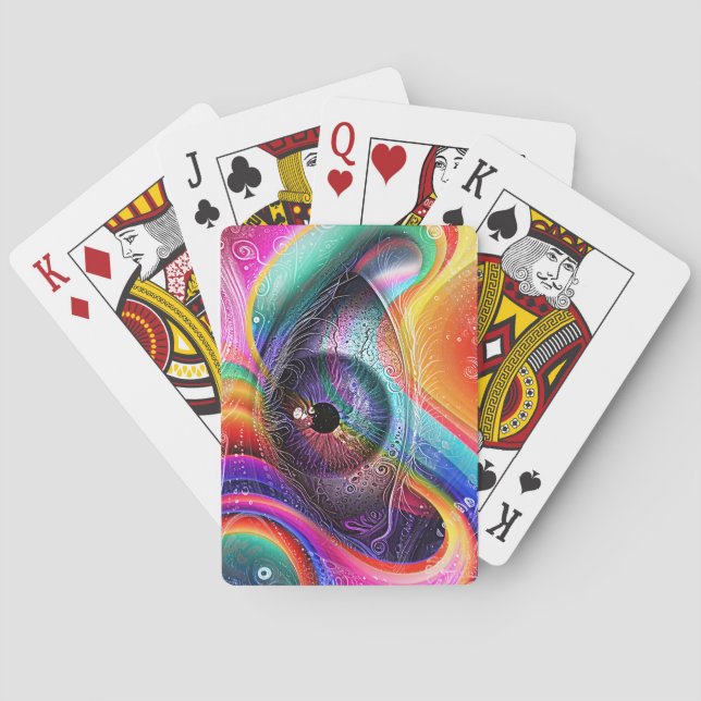 Modern Psykedelisk Abstrakt Öga Geometric Stil Casinokort (Baksidan)
