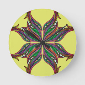 Modern psykedelisk mandala-kors rund klocka