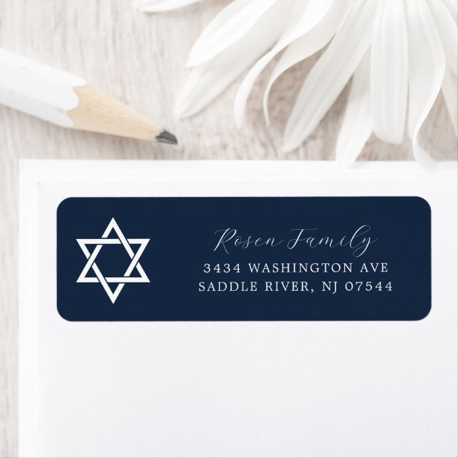 Modern Pub Mitzvah-adressetikett Returadress Etikett (Insitu)