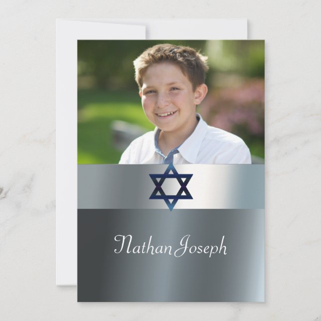 Modern, Pub Mitzvah, Anpassningsbar Fotoinbjudan Inbjudningar (Framsida)