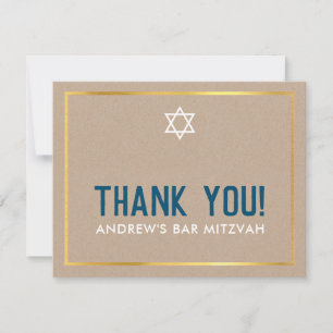 MODERN PUB MITZVAH, enkelt tack för blå kraft Kort