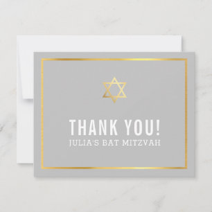 MODERN PUB MITZVAH, enkelt tack guld star grått Kort