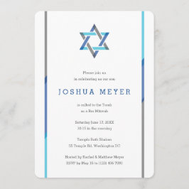 Modern Pub Mitzvah-inbjudan | Blått + Teal Inbjudningar