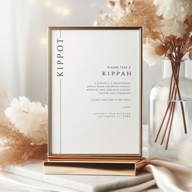 Modern Pub Mitzvah Kippot Tabletop-tecken Inbjudningar (Skapare uppladdad)