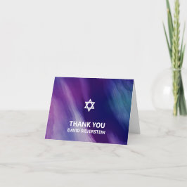 Modern Pub Mitzvah Lila Blue - Tack-kort Tack Kort
