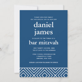 Modern Pub Mitzvah QR Code Details and Reply, Blue Inbjudningar