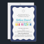 MODERN PUB MITZVAH regnbåge färg vågigt gräns blå Inbjudningar<br><div class="desc">by kat masard >> https://linktr.ee/simplysweetpaperie <<< En modern, helt enkelt klassinbjudan till ditt barns PUB, Fladdermus eller B'NAI MITZVAH TIP: 1. Om du vill ändra/flytta grafik & typsnitt och lägga till mer text - slått knappen "anpassa". - - - - - - - - - - - - - -...</div>