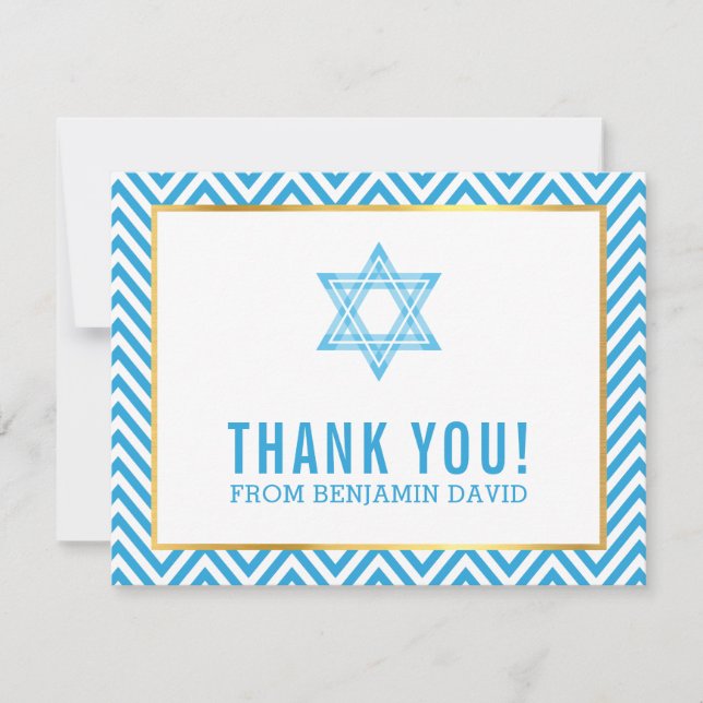 MODERN PUB MITZVAH - tack för din stjärna BLUE Kort (Framsida)