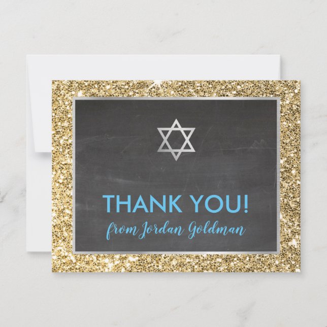MODERN PUB MITZVAH tack guld glitter grått (Framsida)