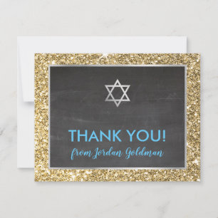 MODERN PUB MITZVAH tack guld glitter grått Kort
