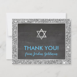 MODERN PUB MITZVAH tack silver glitter grått