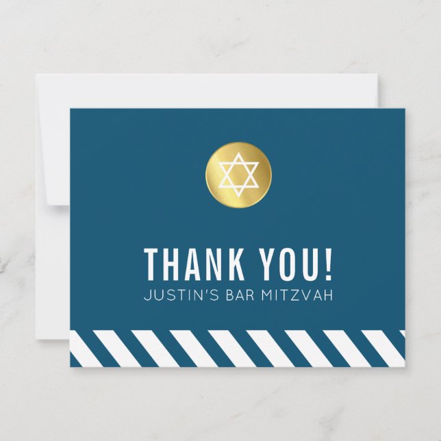 MODERN PUB MITZVAH tackar dig för guldets mörk blå Tack Kort (Framsida)