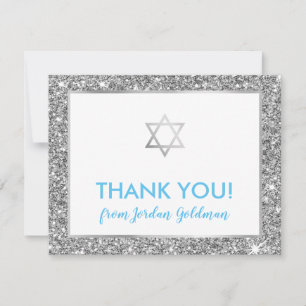 MODERN PUB MITZVAH tackar er coola silver glitter Tack Kort
