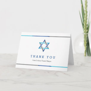 Modern Pub Mitzvah tackkort   Blått + Teal