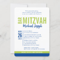 MODERN PUB MITZVAH trendig date blue lime green