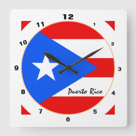 Modern Puerto Rican Flagga, Puerto Rico / design Fyrkantig Klocka