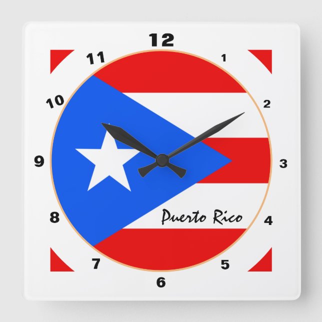 Modern Puerto Rican Flagga, Puerto Rico / design Fyrkantig Klocka (Framsida)