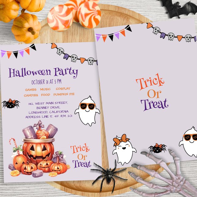 Modern Pumpkin Candy Kids Halloween Treats Party Inbjudningar (Skapare uppladdad)