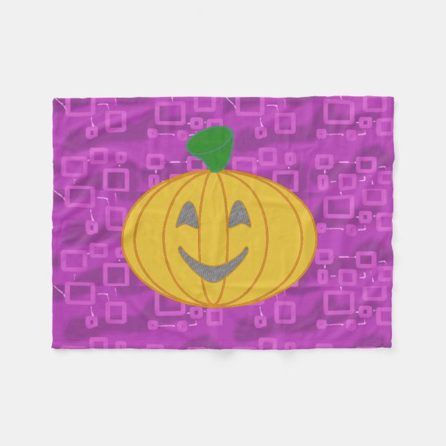 Modern Pumpkin on Purple Geometric Fleece Blanket (Framsidan (Horisontell))