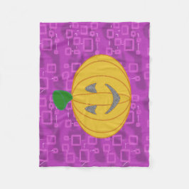 Modern Pumpkin on Purple Geometric Fleece Blanket