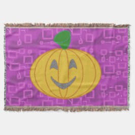Modern Pumpkin on Purple Geometric Throw Blanket Filt