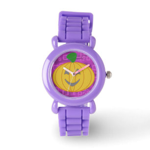 Modern Pumpkin på Lila Geometric Armbandsur