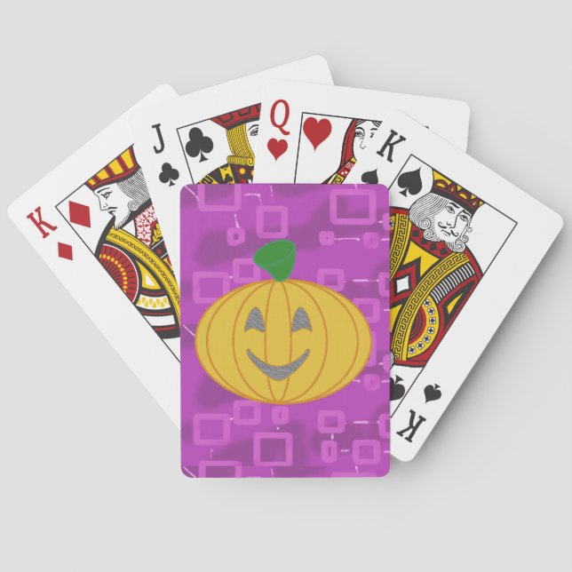 Modern Pumpkin på Lila Geometric Casinokort (Baksidan)