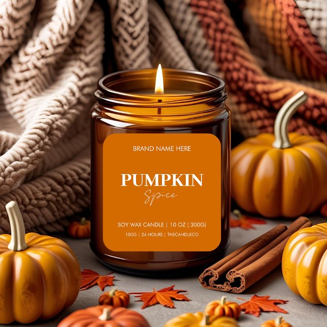 Modern Pumpkin Spice | Hösten Fall Candle Fyrkantigt Klistermärke (Skapare uppladdad)