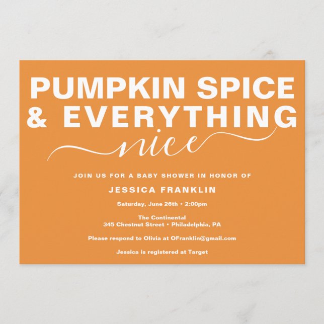 Modern Pumpkin Spice Shower-inbjudan Program (Framsida)