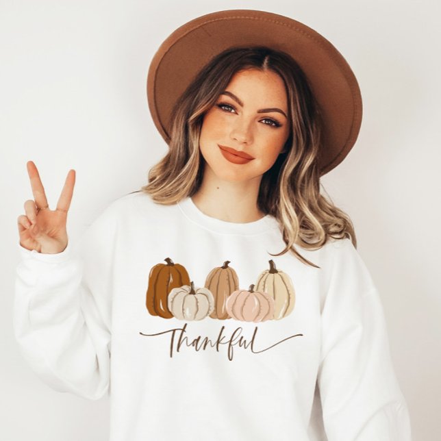 Modern Pumpkin Thankful Thanksgiving Sweatshirt (Skapare uppladdad)