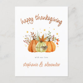 Modern Pumpkins Autumn Happy thanksgiving Helg Vykort