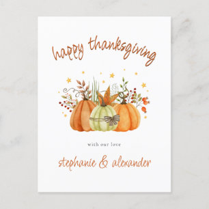 Modern Pumpkins Autumn Happy thanksgiving Helg Vykort